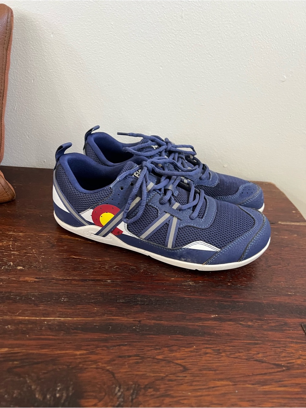Xero Shoes Women’s Athletic Sneakers in Navy with Colorado Flag Accent